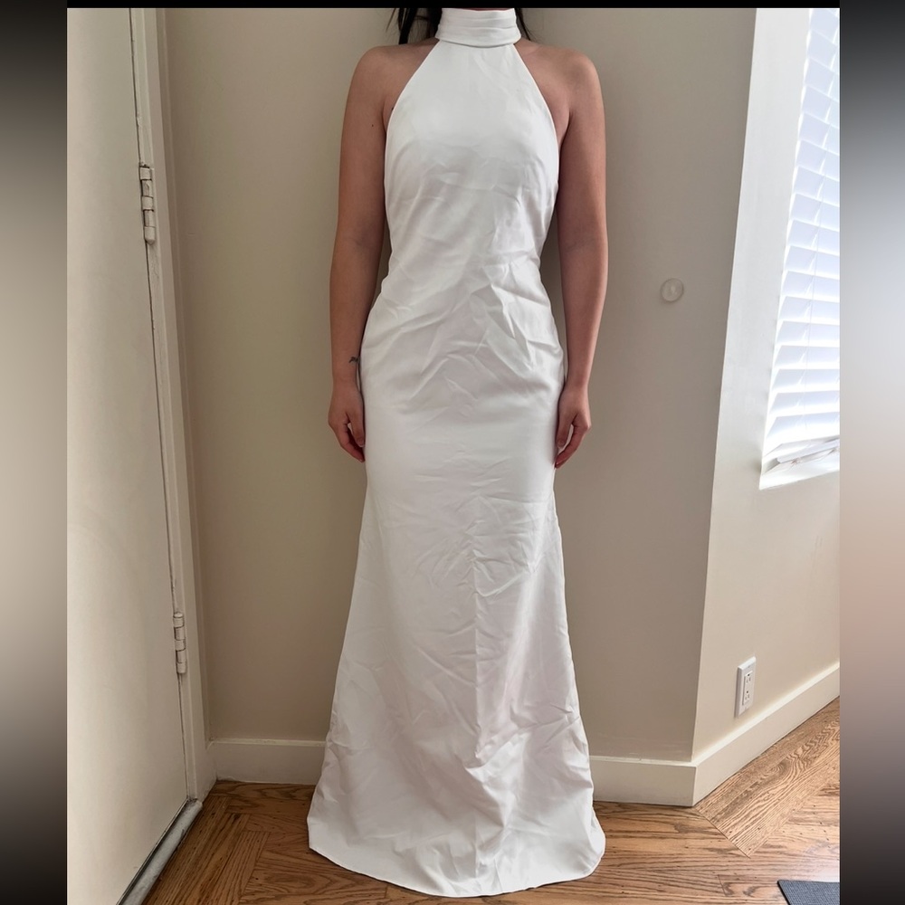 Elegant White Halter Dress